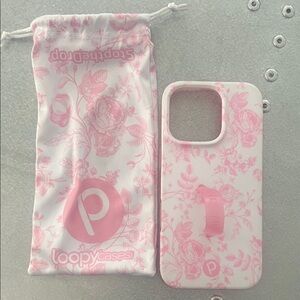 Loopy Case Pink Floral Design iPhone 16 pro Phone Case
